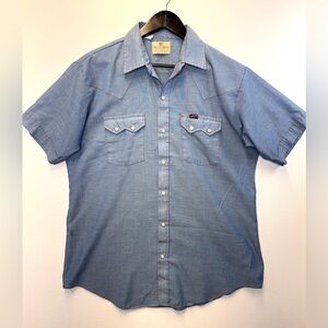 Dee Cee Brand Men's Western Pearl Snap Shirt blue Made in USA sz Lg short sleeve